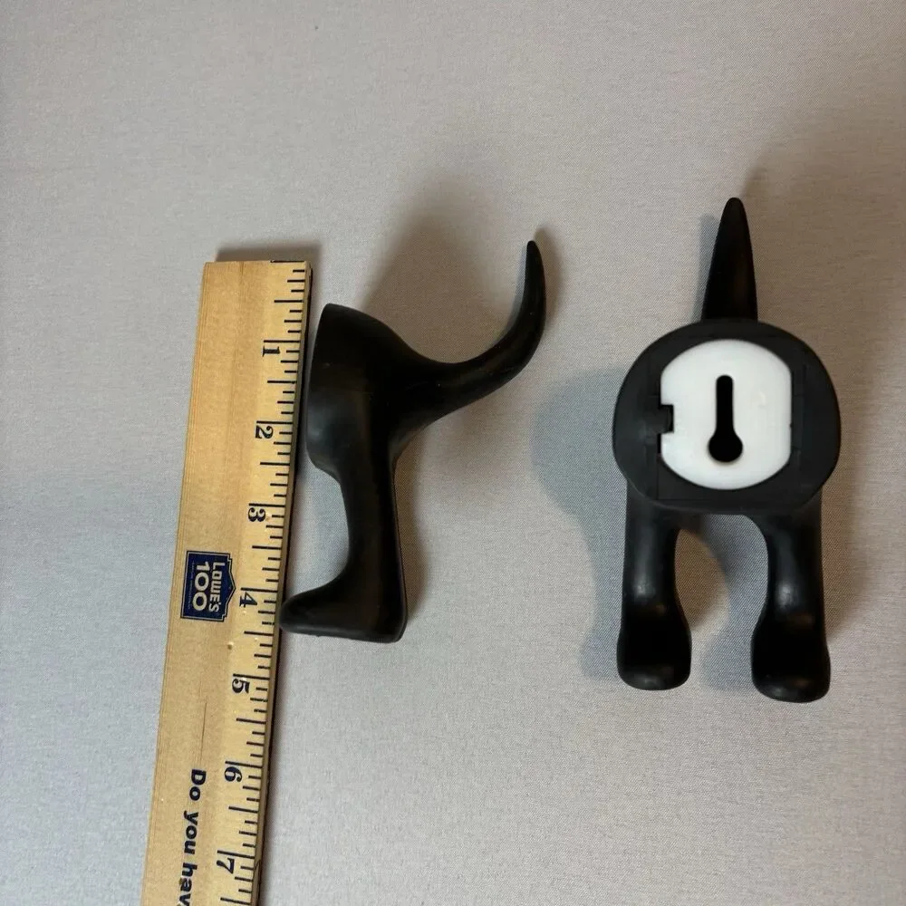 Set of 2 IKEA BASTIS Dog Black Tail Wall Hanger Hook Hat Coat Leash Keys